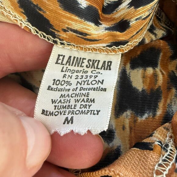 Vintage 70s Elaine Skylar Cheetah Print Muumuu Kaftan Caftan Half Zip M - Picture 8 of 8